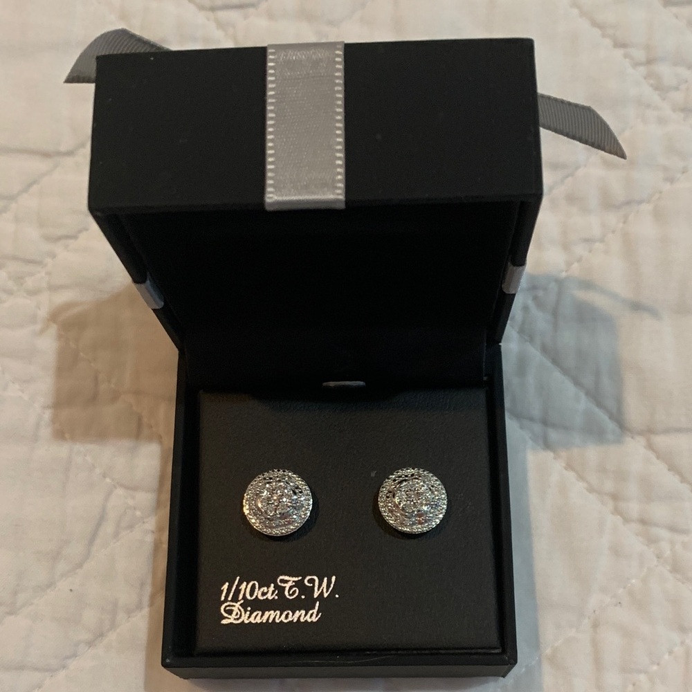 Elegant Silver Diamond Earrings